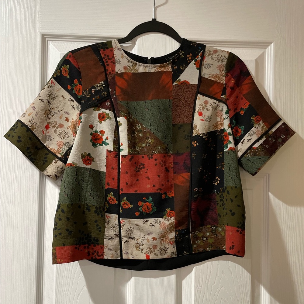 TopShop Patchwork crop top